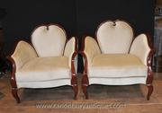 French Empire Heart Arm Chairs Fauteils Regency Furniture